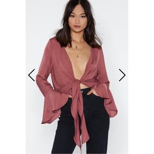 Nasty Gal Tie Front Blouse